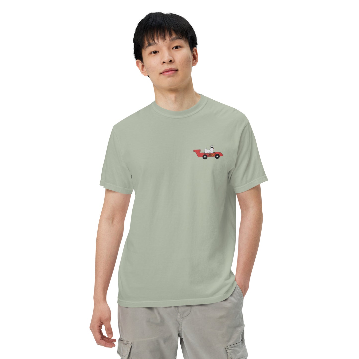 Chicken Racecar Embroidered Comfort Colors Shirt