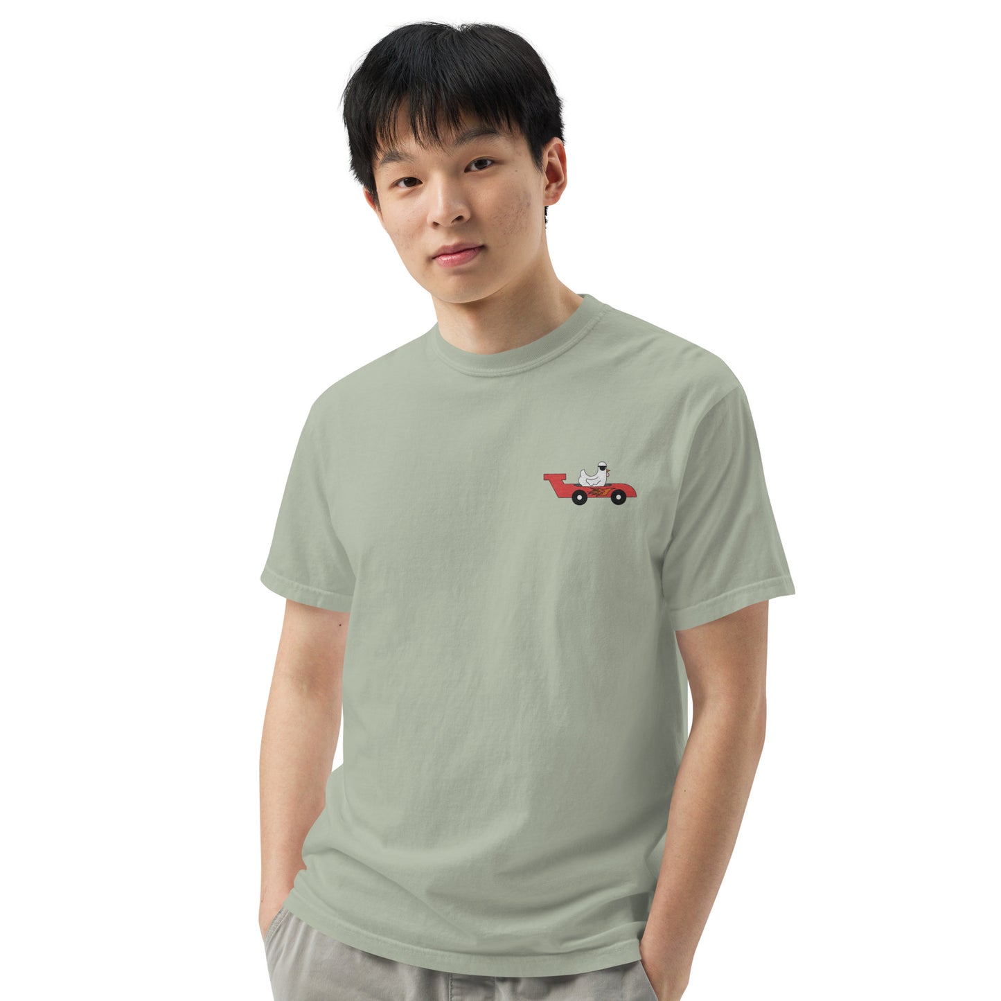 Chicken Racecar Embroidered Comfort Colors Shirt