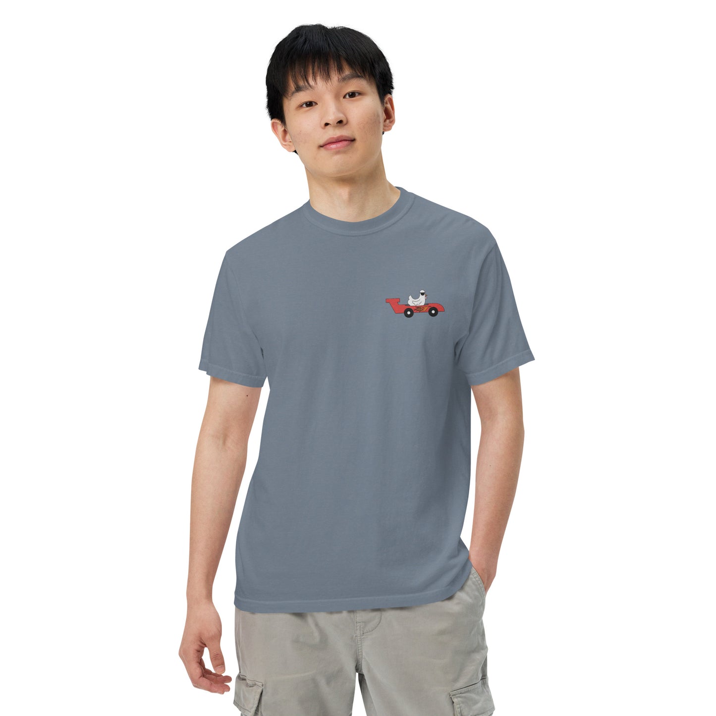 Chicken Racecar Embroidered Comfort Colors Shirt