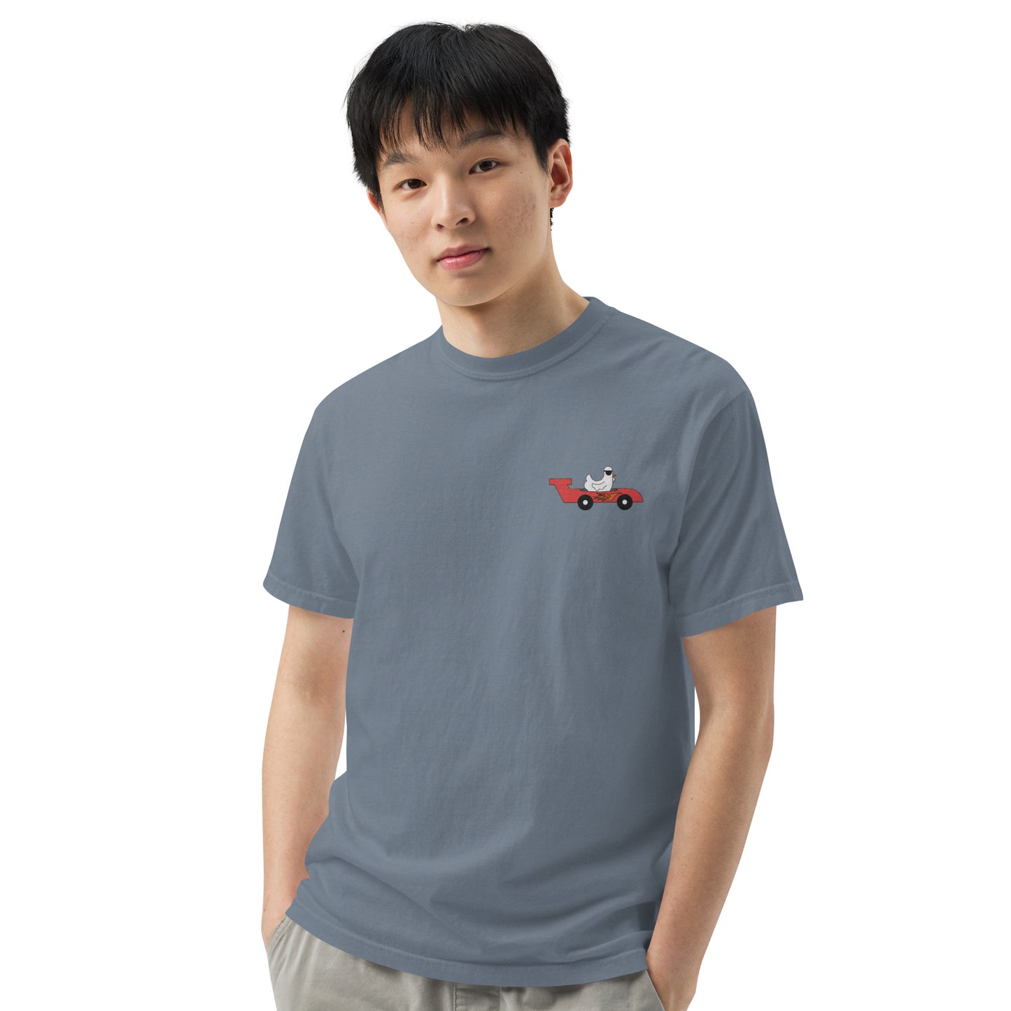 Chicken Racecar Embroidered Comfort Colors Shirt