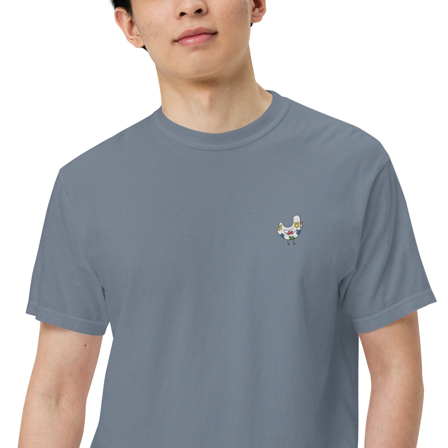 Chicken Autism Embroidered Comfort Colors Shirt