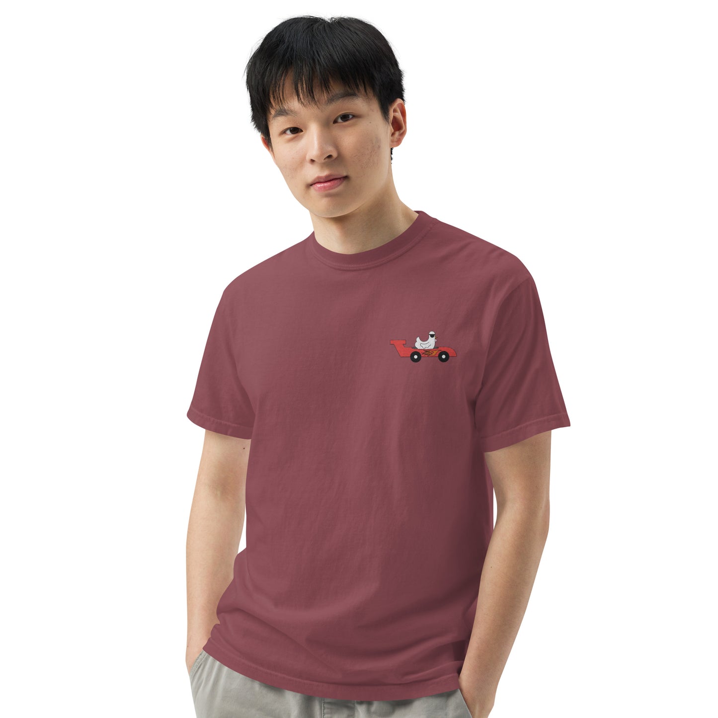 Chicken Racecar Embroidered Comfort Colors Shirt