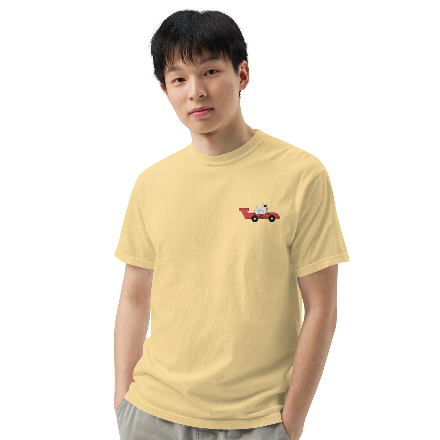 Chicken Racecar Embroidered Comfort Colors Shirt