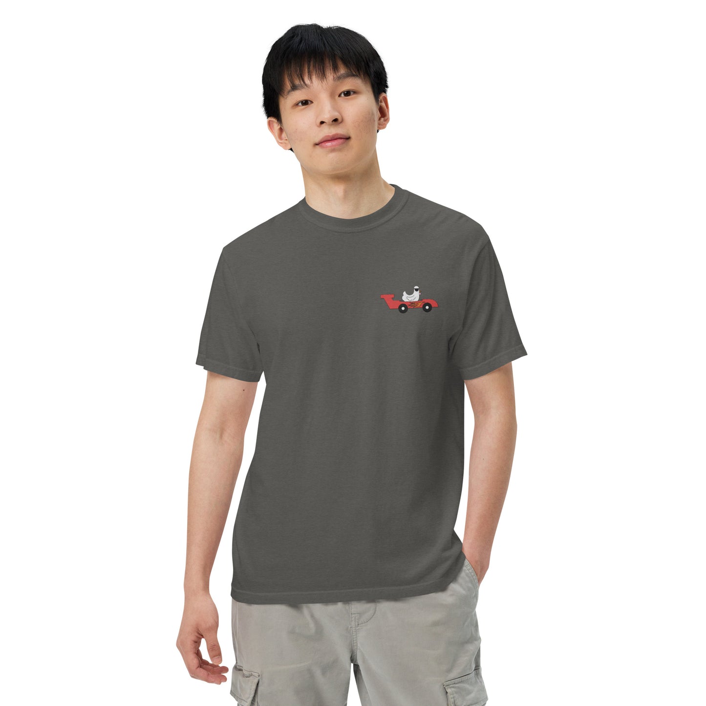 Chicken Racecar Embroidered Comfort Colors Shirt