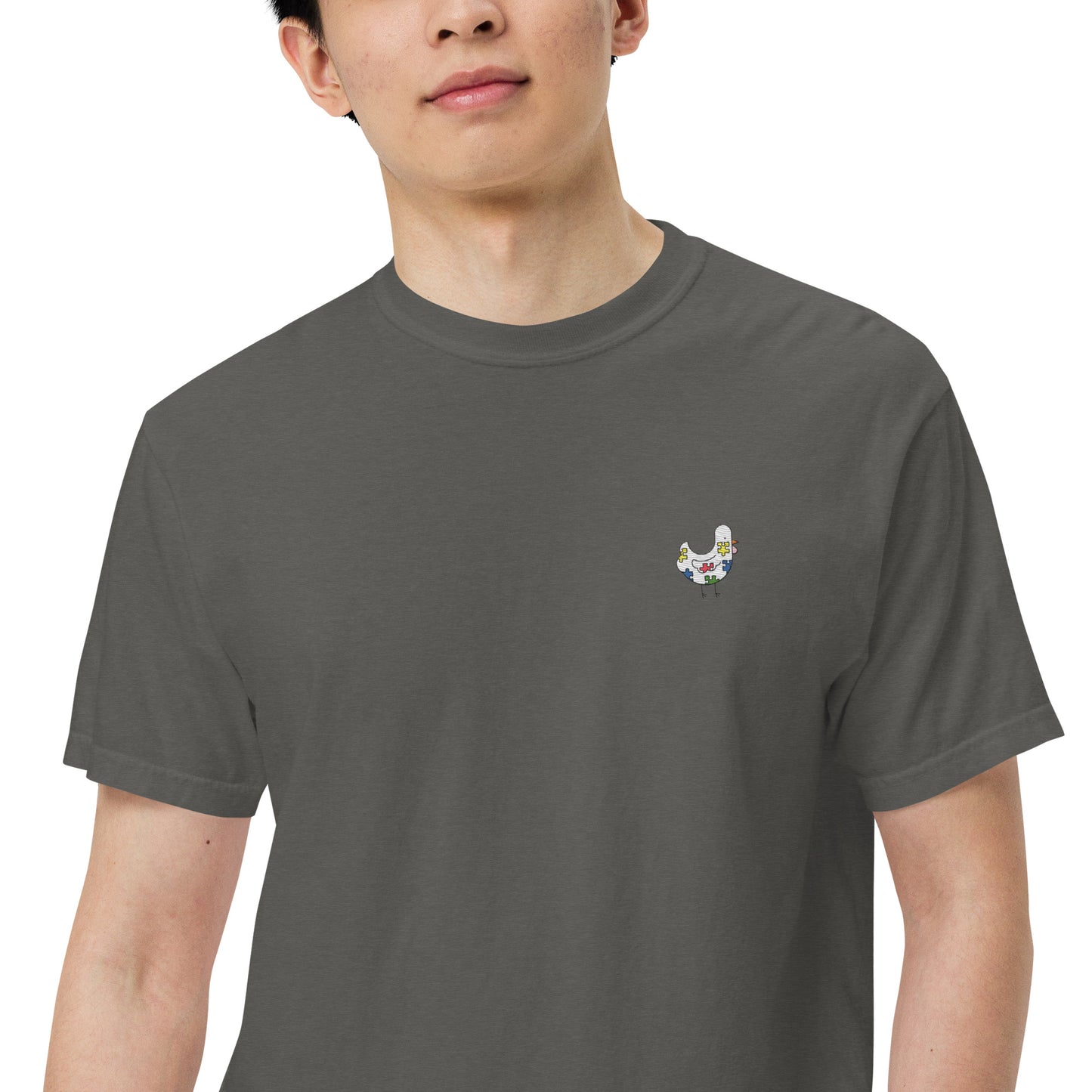 Chicken Autism Embroidered Comfort Colors Shirt