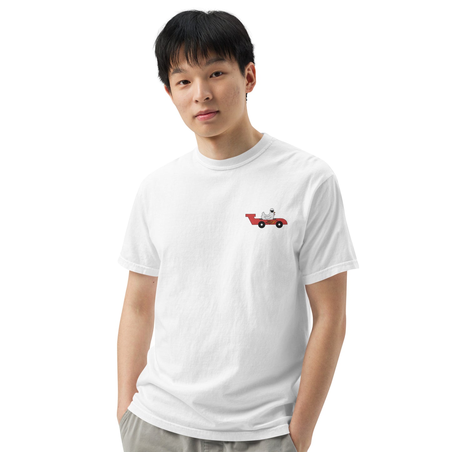 Chicken Racecar Embroidered Comfort Colors Shirt